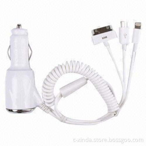 Car Charger for iPhone 5 with 5V DC, 2.1A Output, Cool Blue Charging Indicator, Elegant